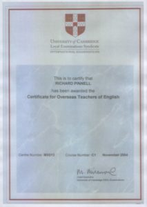 Cambridge Univercity English language Teaching Certificate